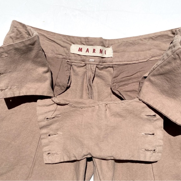MARNI Made in Italy Women’s Sailor Pant Wide Leg Button Closure Khaki Size 40 - Picture 7 of 10
